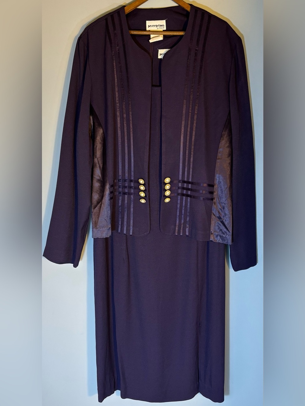 Perceptions by Irene B Women’s XL Purple Long Sleeve Two-Piece Dress Set